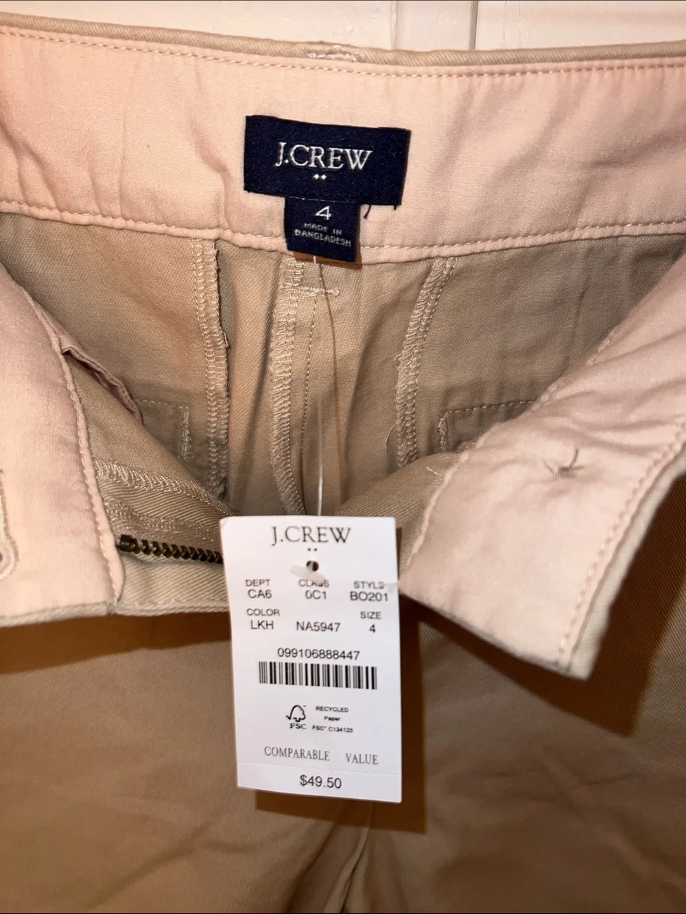 J. Crew Khaki Cotton Chino Shorts - Neutral Tan